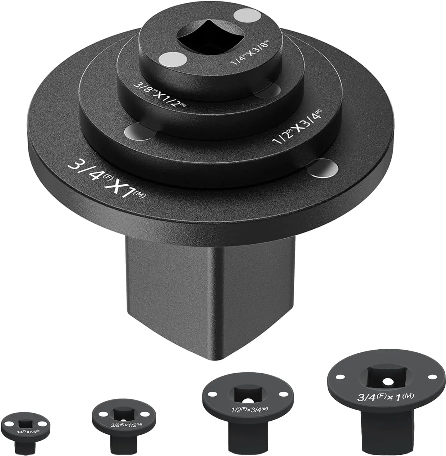 4pcs Low Profile Magnetic Impact Sockets Set - Socket Wrench Kit with 1/4"-3/8", 3/8"-1/2", 1/2"-3/4", 3/4"-1" Drive Ratchet Adapters for Specialty Kitchen Utensils