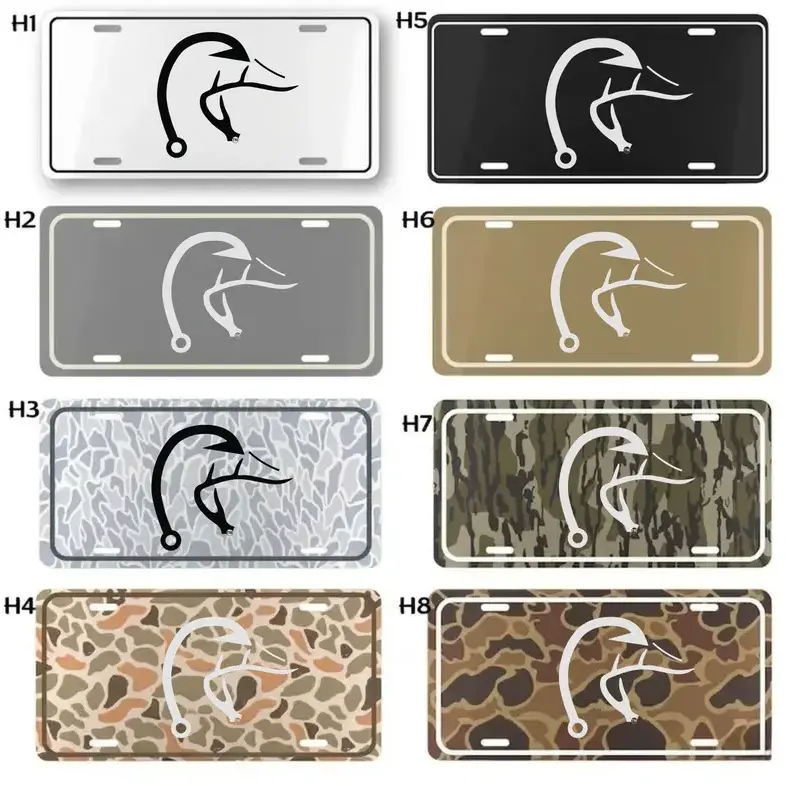 [Drake Waterfowl, Duck Head & Camouflage Vibe] Drake Waterfowl Duck Head Camouflage Aluminum License Plate, Hunting 12x6 Front Car Tag, Outdoorsman Vehicle Vanity Decor