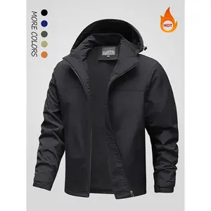 New Men's Winter Fleece Jacket Men’s Solid Color Thick Warm Outdoor Casual Hooded Fleece Jacket