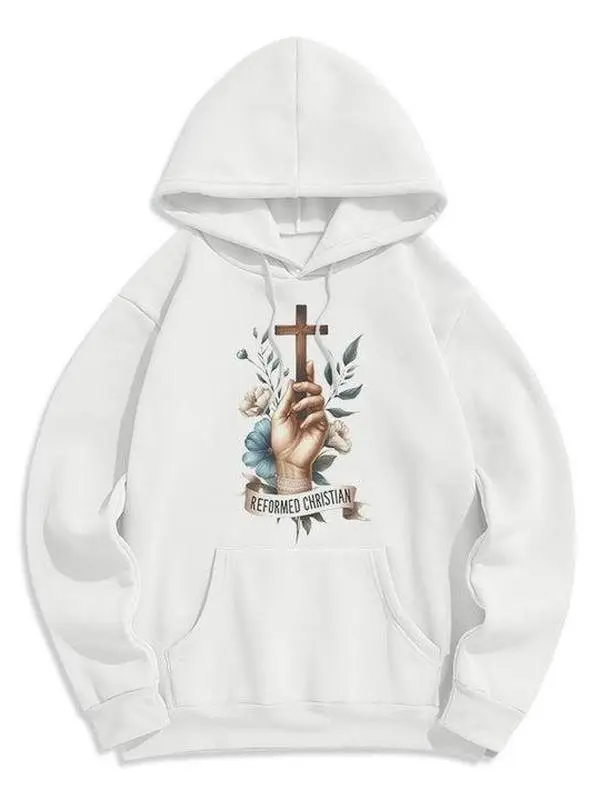 Reformed Christian Pullover Hoodie, Unisex Fleece-Lined Polyester Graphic Sweatshirt, Regular Fit Religious Faith Streetwear Gift, S, Classic, 2Xl, Unisex Regular