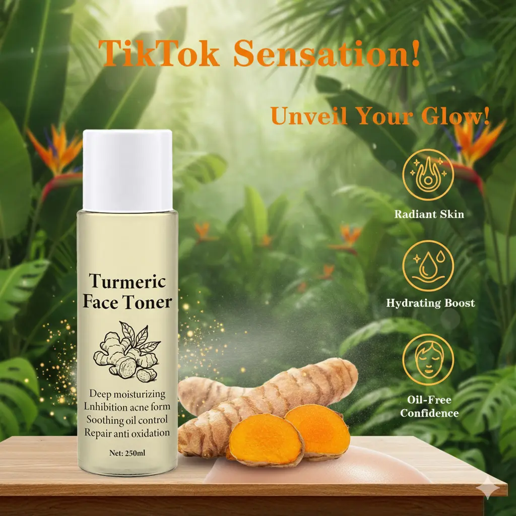 Turmeric Facial Toner with Glycerin & Hyaluronic Acid - Lightweight, Gentle, Brightening, Oil-Control, Hydrating Daily Skincare for Smooth, Clear, Calm, Even-Toned Glowing Skin, Valentine’s Day Gift, Pore Care, Moisture, Sensitive