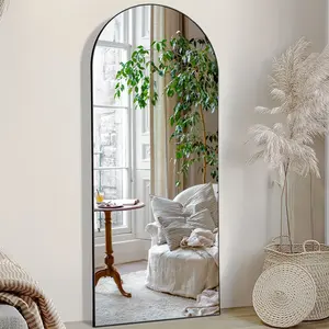 Arched Full Length Mirror 59x16, Standing Floor Mirror with Aluminum Frame, Shatterproof Nano Glass, Wall or Leaning Bedroom Living Room
