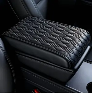 Car Armrest Box Cushion, Memory Foam Comfortable High Elasticity, Center Console Cover,Car Armrest Sest Box Cover Protector, Arm Rest Cushion for SUV/Truck/Vehicle (Black)