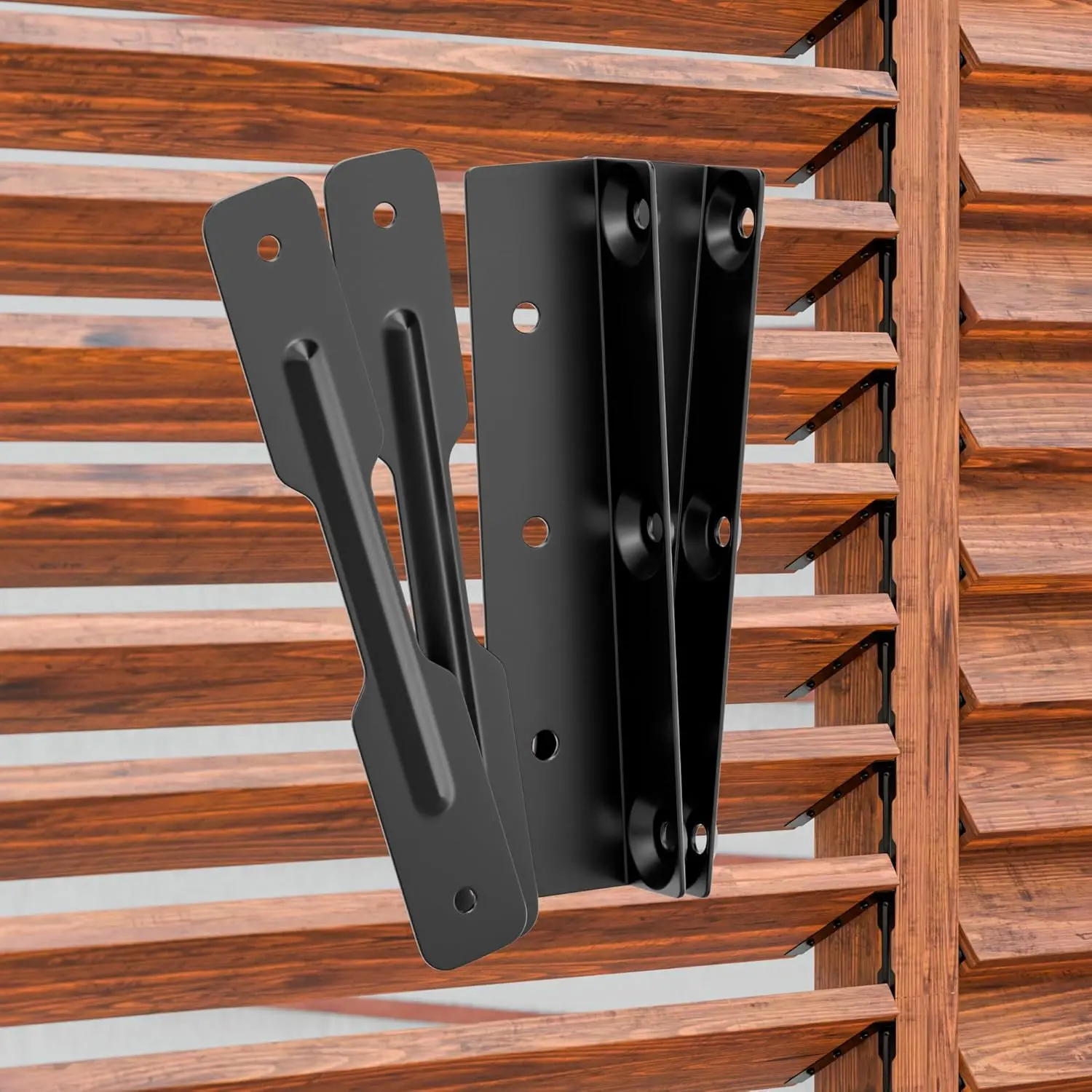 Metal Deck Sunblind Privacy Louver Bracket Hardware Kit - Affordable, Adjustable Mounting, Clean Look, Multiple Brackets, for Porch Privacy Screening, Custom Wood Blinds, Steel Pergola Louvered Screens, Holds Up to 11 Boards
