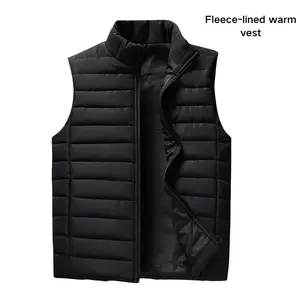 Autumn Winter Men's Warm Vest Solid Color Sleeveless Jacket