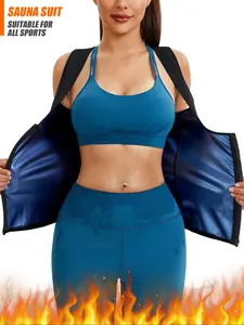 Women's High Compression Sauna Suit, Slimming Waist Trainer Vest, Zipper Design, Non-Breathable Fitness Wear for Gym & Yoga, Sports Sauna Top