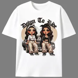 Down To Ride Chicana Lowrider Women’s Graphic Tee |   Latina Chicano Streetwear Casual Girl's T-Shirt |   Summer Car Culture Gift