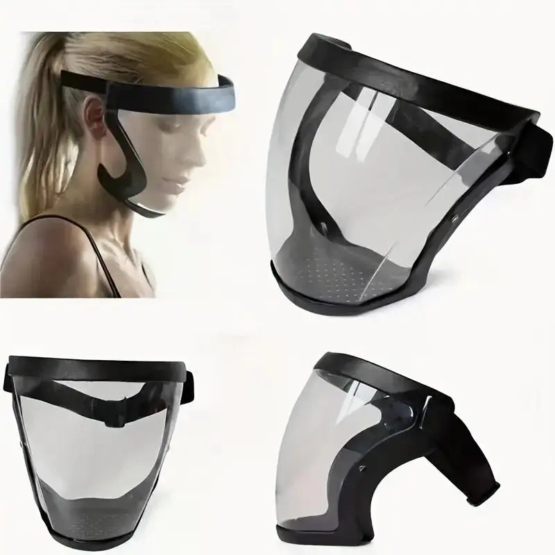 Protective Face Shield Lightweight Full-Face Coverage Transparent Safety Shield  Heat & Impact Resistant for Work, Kitchen, and Outdoor Use with Easy Drawstring Closure
