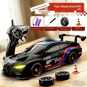 4WD RC Drift Car 2.4GHz Full Proportional High Speed LED Light Kids Toy for Backyard Racing Indoor Drifting Birthday Gift Christmas Present Competitive Play rc car