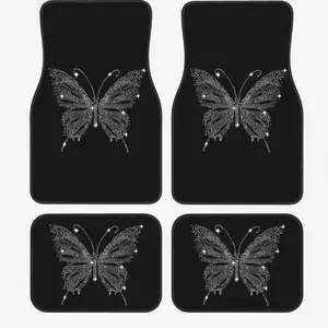 2D.4pcs Butterfly Design Style Elements Universal Car Mats Are Ideal for Protecting Front And Rear Seats in Any Vehicle, Fashionable And Long-Lasting Car Additions, All-Season General Car Trim Items, Car Interiors