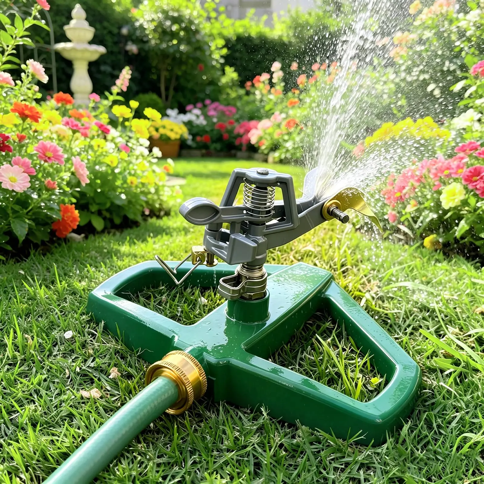 ISUNMEA Heavy Duty Pulsating Impact Lawn Sprinkler with Metal Base - 360° Rotating Automatic Irrigation System Sprinkler for Outdoor Spaces, Large Area Watering, Covers Up to 4500 Sq Ft, Irrigation System Sprinklers, Rotates 360°