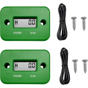 2 PCS Inductive Hour Meter, Waterproof 3V Vehicle Inductive Tachometer, Universal Induction Engine Tachometer for Gas Generator/Lawnmower/Motorcycle, Car Accessories (Green)