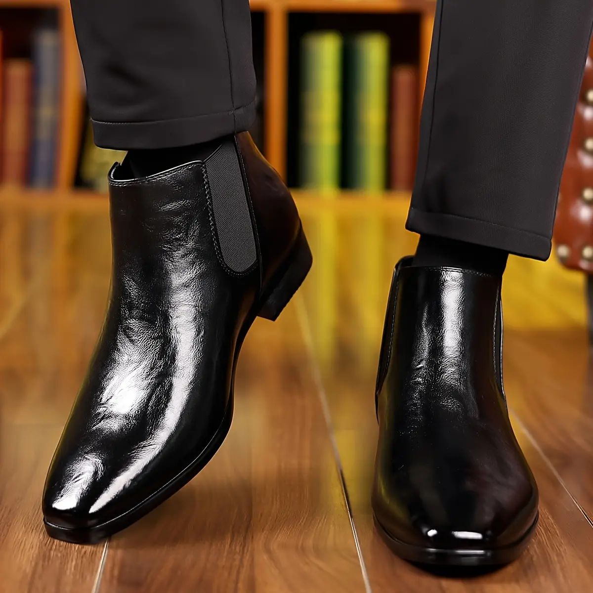 Men's short boots, fashionable high top square toe boots, new versatile street men's shoes