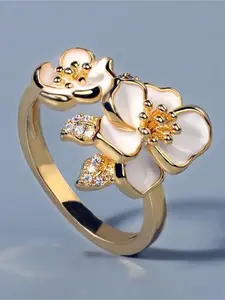 1 PC Pretty Flower Cubic Zirconia Ring Statement Ring Beautiful Rings For Women For Valentine's Day Gift Anniversary Jewelry