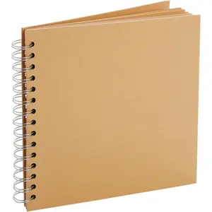 Juvale Blank Hardcover Scrapbook Album - 8 x 8 in Brown Square - 80 Acid-Free Pages & Twin-Loop Spiral Binding Lay-Flat 360-Degree - For Scrapbook & Junk Journal Projects