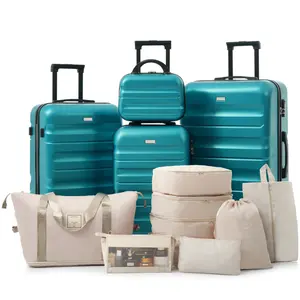 13 piece Hardshell ABS Luggage Sets - Lightweight & Durable Suitcases with Dual Spinner Wheels, Carry-On & Check-In Sizes for Travel & Business
