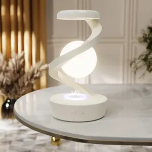 LED 360°Rotating Desk Lamp with Wireless Charger, Modern Table Lamp, Cordless Desk Lamp Rechargeable, Multicolor LED Levitating Night Light, Cool Lights for Bedroom, Living Room, Nightstand