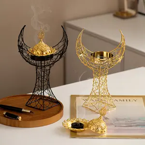Creative Crescent Tower Burner, Incense Holder, Metal Craftsmanship, Elegant Desktop Decoration for Living Room, Office, Dining Room