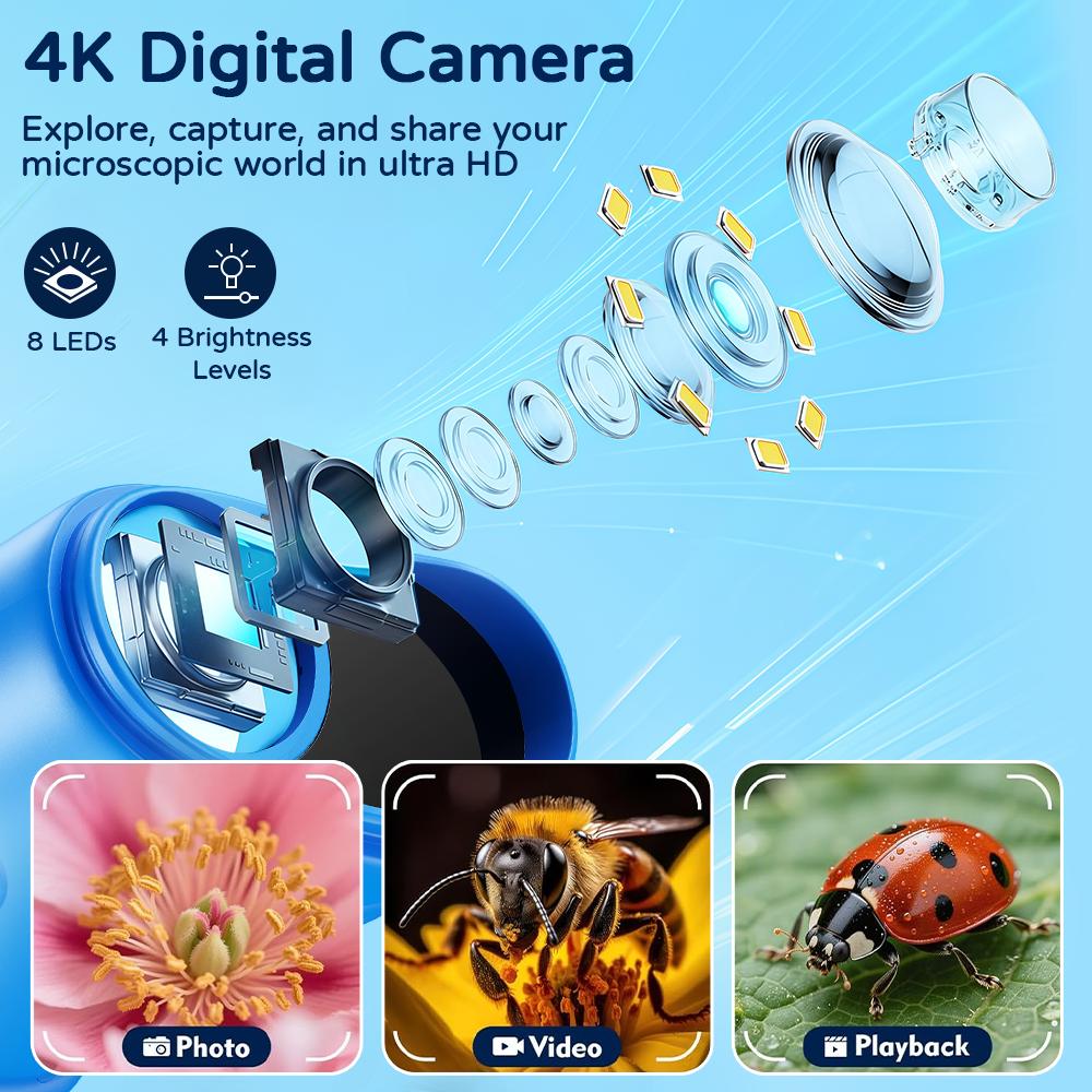 【2026 Upgrade】SEEKID 1000X Handheld Microscope for Kids with 4K 2.0" Screen, Photo & Video Camera, Rechargeable and Portable, a Fun STEM Gift & Birthday Present for Ages 3+ 【2026 Upgrade】SEEKID 1000X Handheld Microscope for Kids with 4K 2.0" Screen, Photo & Video Camera, Rechargeable and Portable, a Fun STEM Gift & Birthday Present for Ages 3+