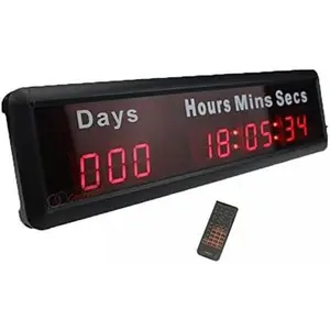1-inch 9Digits LED Event Timer Countdown/up Clock with Days Hours Mins Secs Max Up to 1000 Days Indoor LED Countdown Clock Red Color