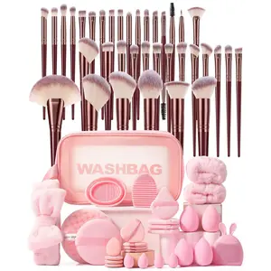 65PCS Makeup Tools Set:1pc Cosmetic Bag Waterproof,36PCS Makeup Brush Set,8PCS Makeup Sponges,13PCS Powder Puffs,1pc Hairband,2PCS Hand Bowl Strap,1pc Facial Cleansing Sponges,2PCS Brush Cleaning Tools,1pc Silicone Soft Hair Facial Tool