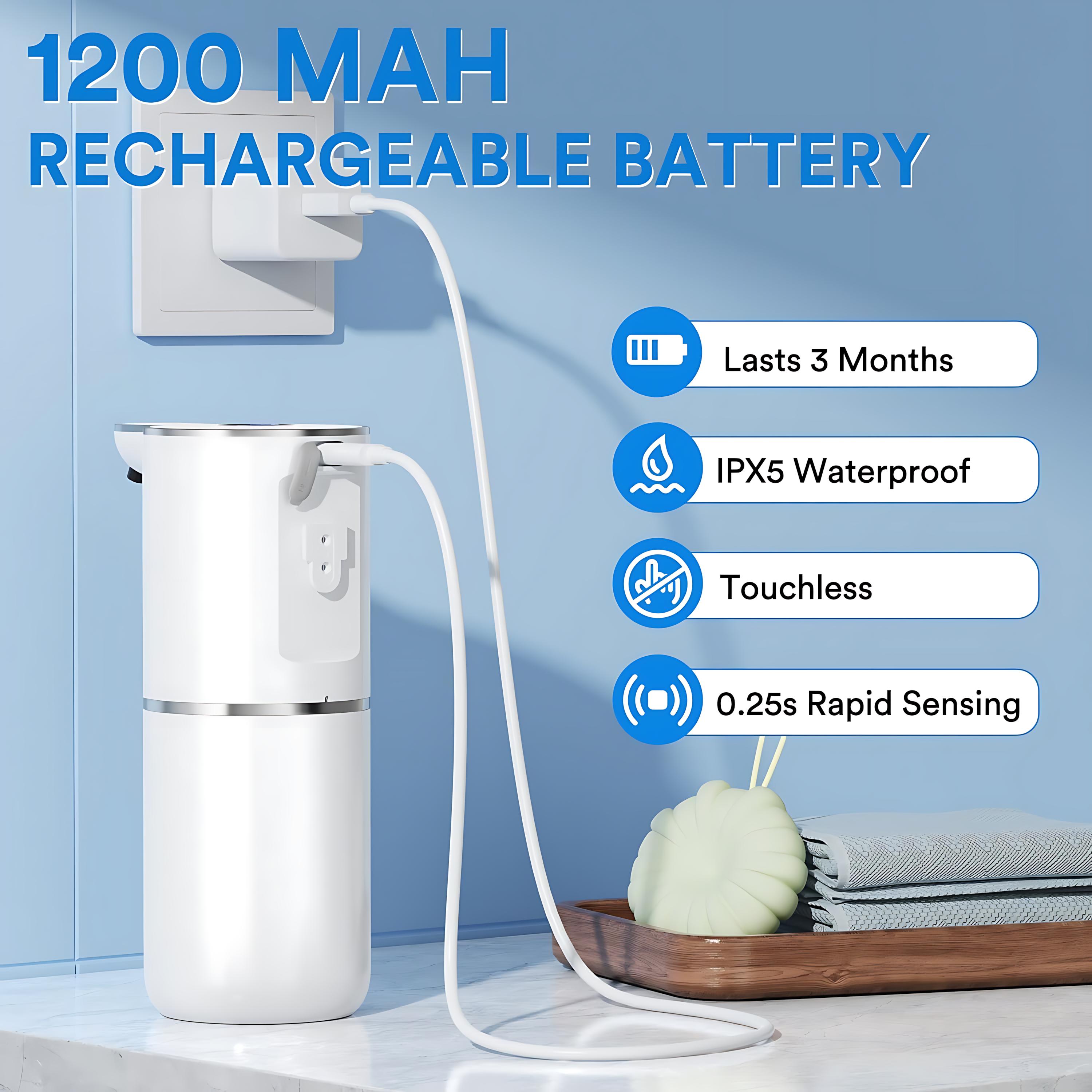 USB Rechargeable Automatic Soap Dispenser – Smart Touchless Liquid Soap Dispenser with Adjustable Foam Levels, IPX5 Waterproof Wall Mounted Soap Dispenser for Home Bathroom Kitchen