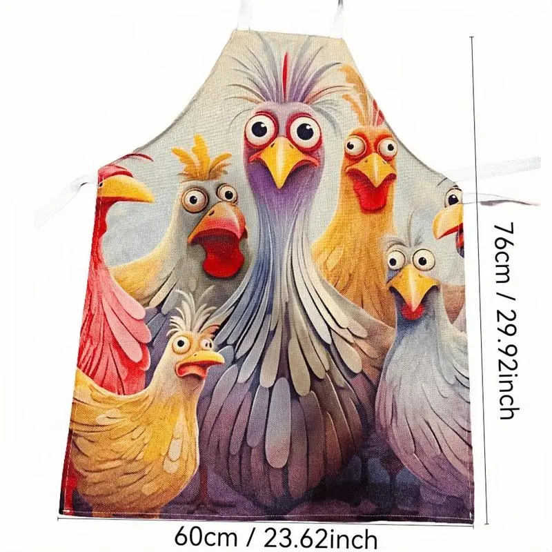 Chicken Pattern Apron, 1 Count/12pcs Colorful Sleeveless Kitchen Apron, Lemon Pattern Apron, Easy Cleaning Apron for Home Cooking, Kitchen Wear, and Cooking Enthusiasts