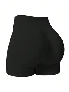 Women's Seamless Lifting & Shaping Gym Sports Shorts Black Summer High Waist Seamless Yoga Shorts - Stretchy Butt Lifting, Suitable Running, Fitness And Outdoor Activities | Fashionable Appearance | Stretchy Fabric