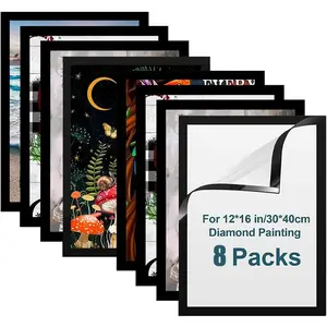 Magnetic Diamond Art Frames 12x16in, PVC Self-Adhesive for 10x14in Pictures, Home Office Wall Decor﻿