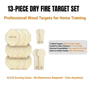 SPECIAL PIE 13-Piece Dry Fire Target Set | Scaled IPSC & Popper Wooden Targets | Home Dry Fire Practice Kit | No Electronics | Universal Compatibility