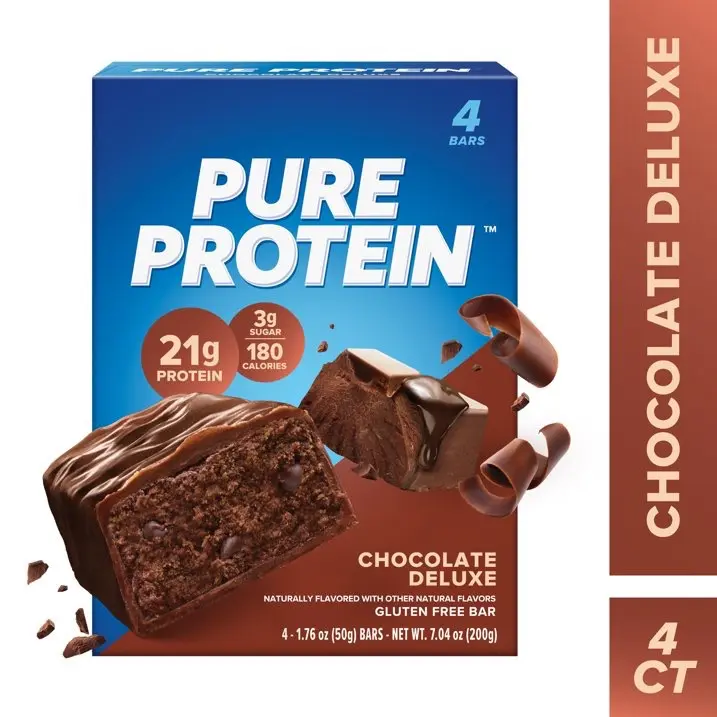 Pure Protein Chocolate Deluxe Snack Bars, 4-Count Pack, 21G Per Bar