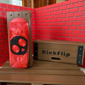 KickFlip | EDC Flip Tricks Premium Fidget - Dual Sided Magnetic Slider - Haptic Skateboard Fidget - Include Deck Crate