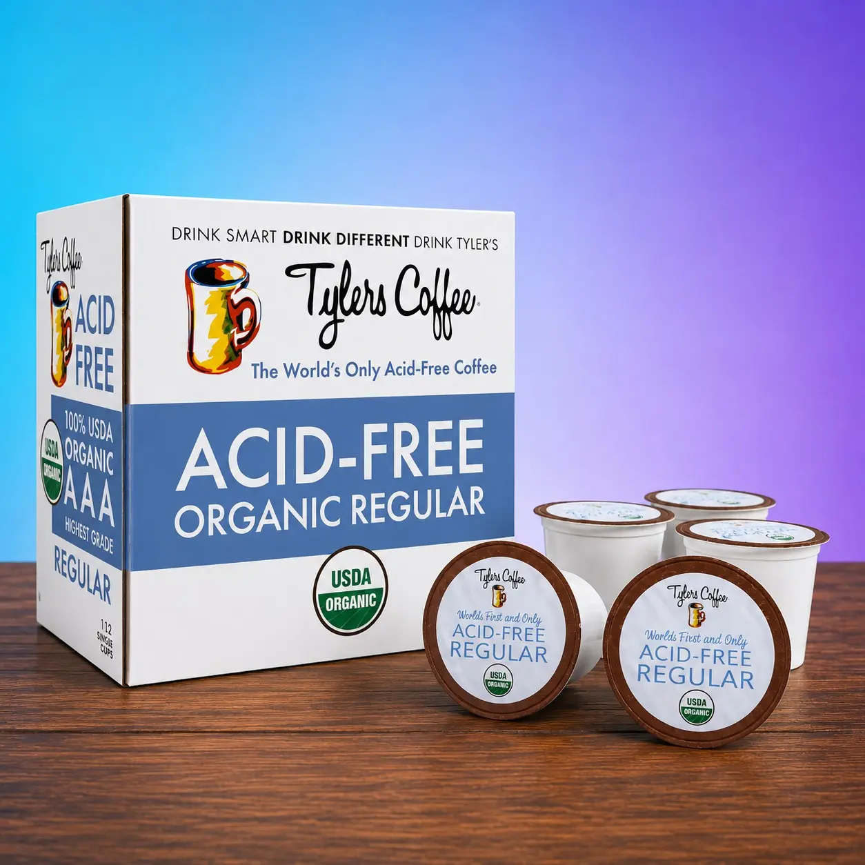 Tyler's Coffee Regular Single Serve Cups (16 ct.) - Acid-Free, Organic, Drinkware with Lid Tyler's Coffee Regular Single Serve Cups (16 ct.) - Acid-Free, Organic, Drinkware with Lid