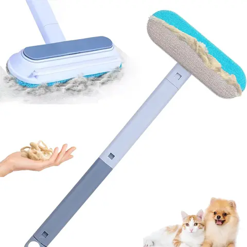 【BUY 1 GET 1 FREE) Upgraded Reusable Pet Hair Remover Brush - Extra-Long Handle Lint Cleaner for Dog & Cat Hair, Washable Multi-Surface Tool for Furniture, Bedding, ClothesS & Car Interiors