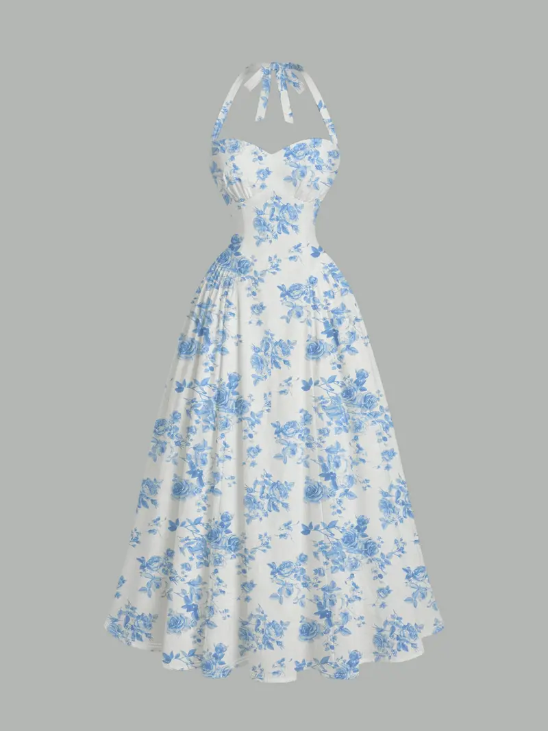 blue white floral dress - TikTok Shop