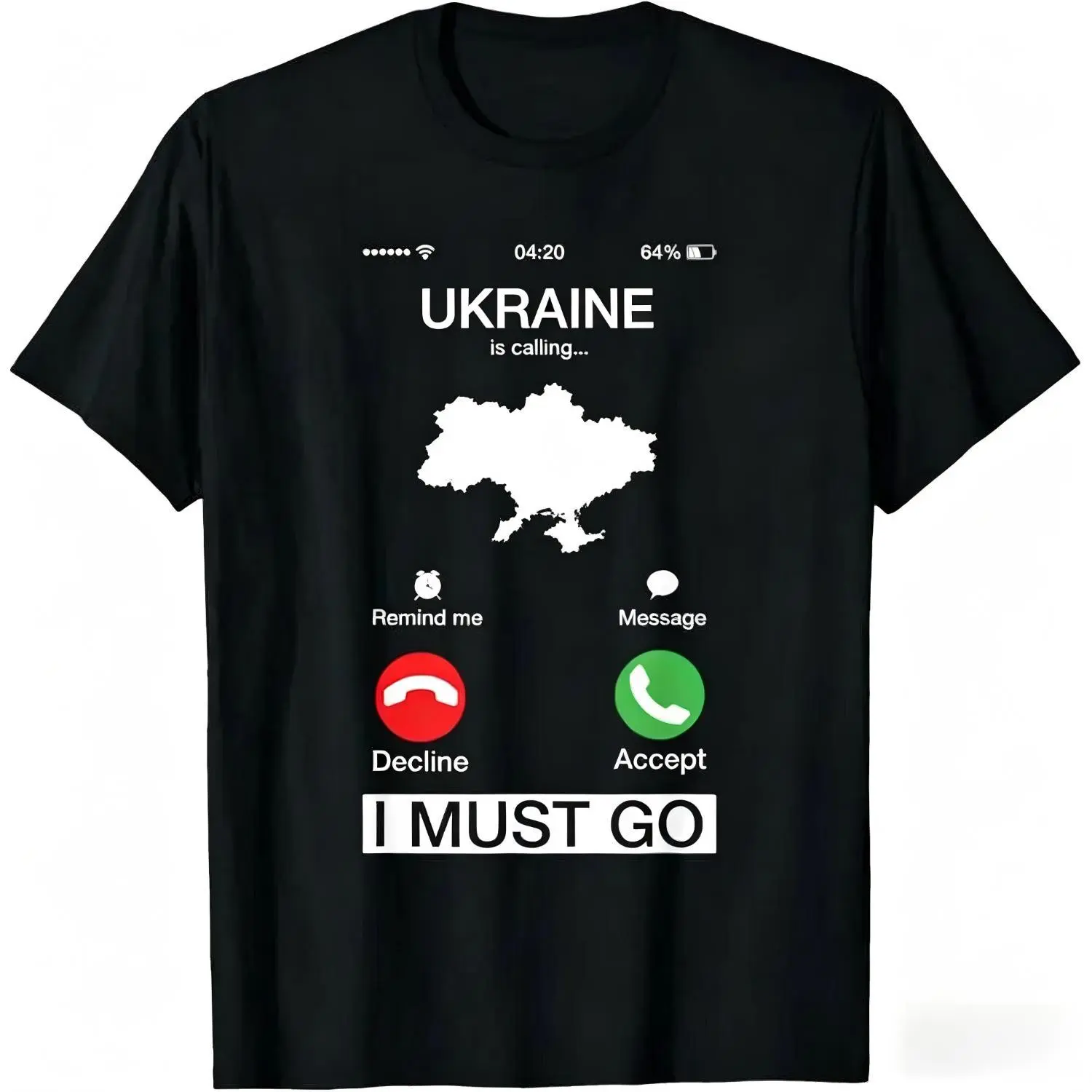 Women's 100 Percent Cotton Short Sleeve T Shirt Ukraine Is Calling I Must Go Funny Phone Screen Graphic Tee Soft Comfortable Casual Streetwear Top