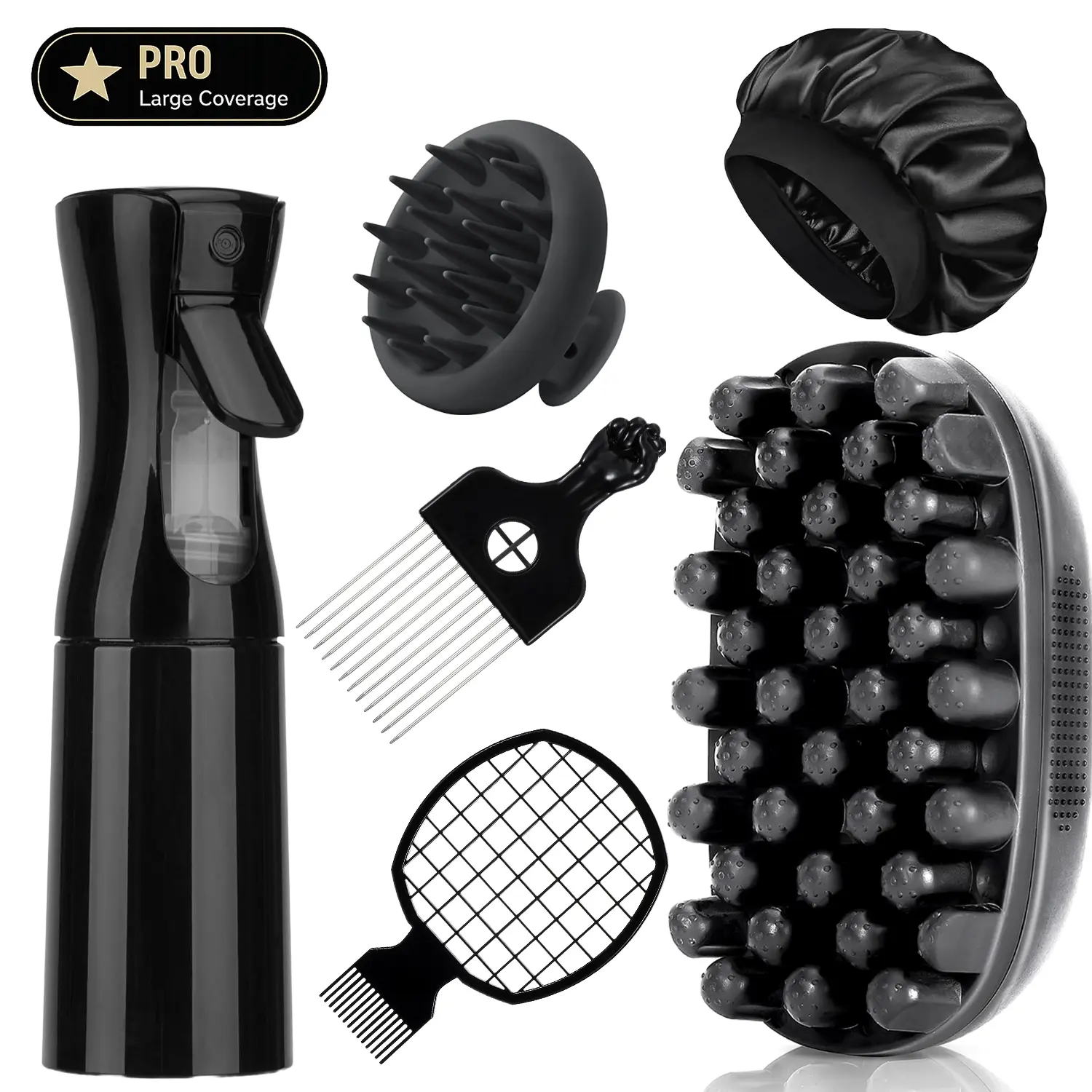 Eco-Friendly Silicone Curl Sponge Alternative - Curly Hair Defining Kit with Brush, Metal Pick, Mesh Comb, Edge Brush for Black Hair Freeform Dreads, Brush For Curly Hair, Hair Brushes
