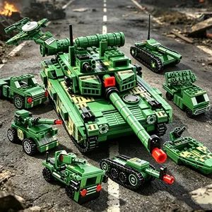 691pcs Military Theme 6-In-1 Field Tank Model Kit, Interlocking Abs Blocks, Vehicle Building Blocks, Building Block Set, Educational Fun Assembly Toy, Ideal Gift for Boys Aged 6+