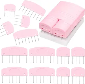 1 Set Knitting Blocking Combs, Adjustable Sweater Shaping Pins, DIY Craft Weaving Tool, Scarf Shawl Blocking Needles, Durable & Rust-Resistant, Bright Pink