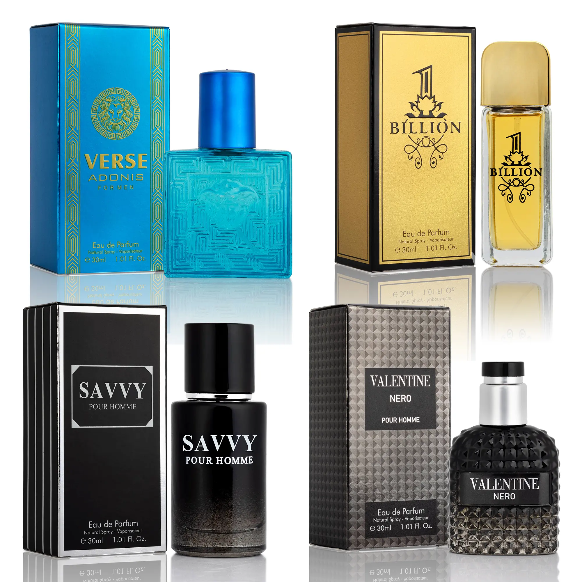 NOVOGLOW Signature Cologne Gift Set for Men, 4-Piece Fragrance Variety with Woody, Spicy & Citrus Aromatics, 4 x 30ml Travel Sprays, Mens Gifts for Birthday