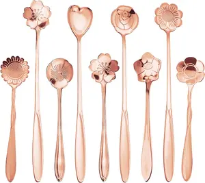 9 Pcs Flower Spoon Coffee Teaspoon Set,