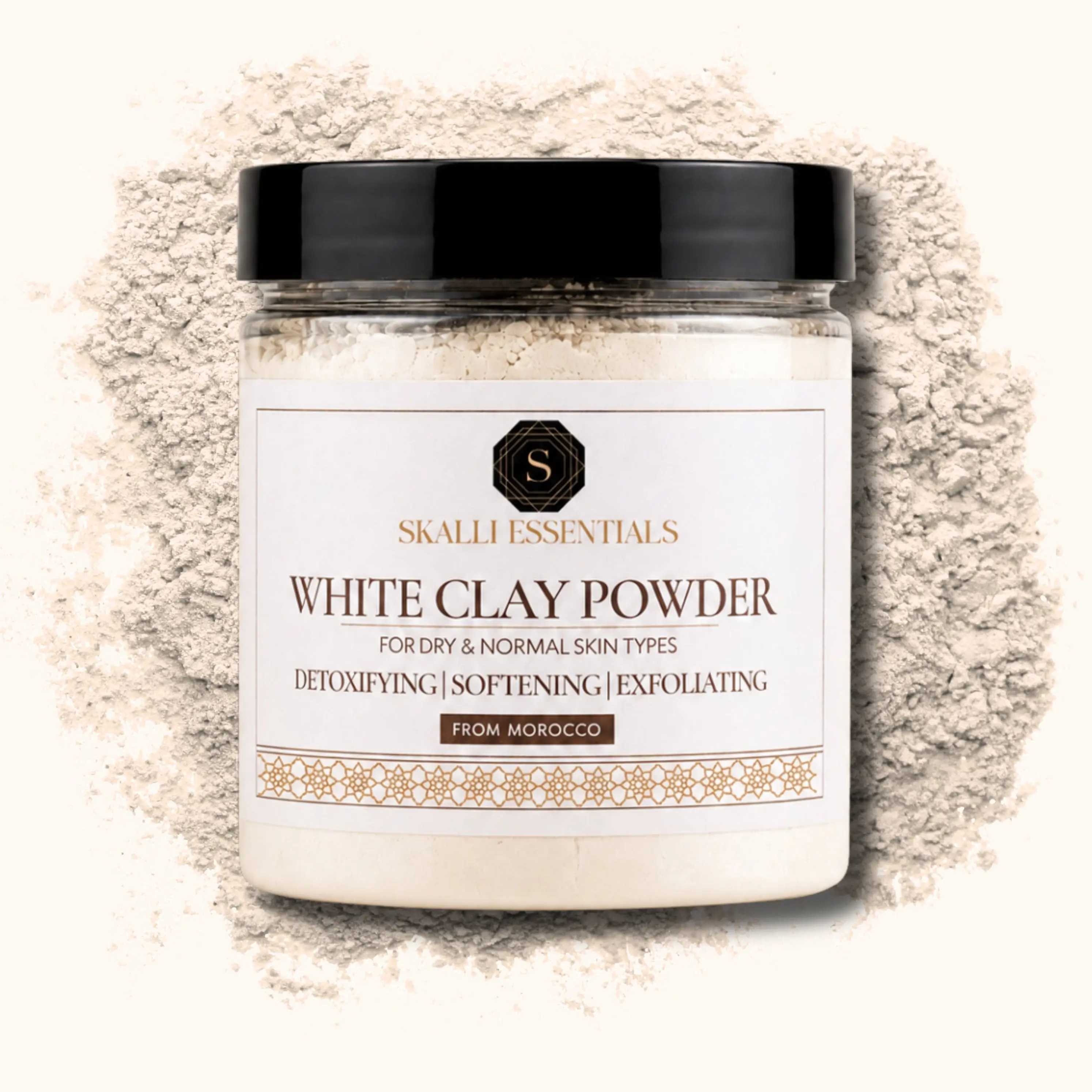 Pure Moroccan White Clay Powder for Normal to Dry Skin