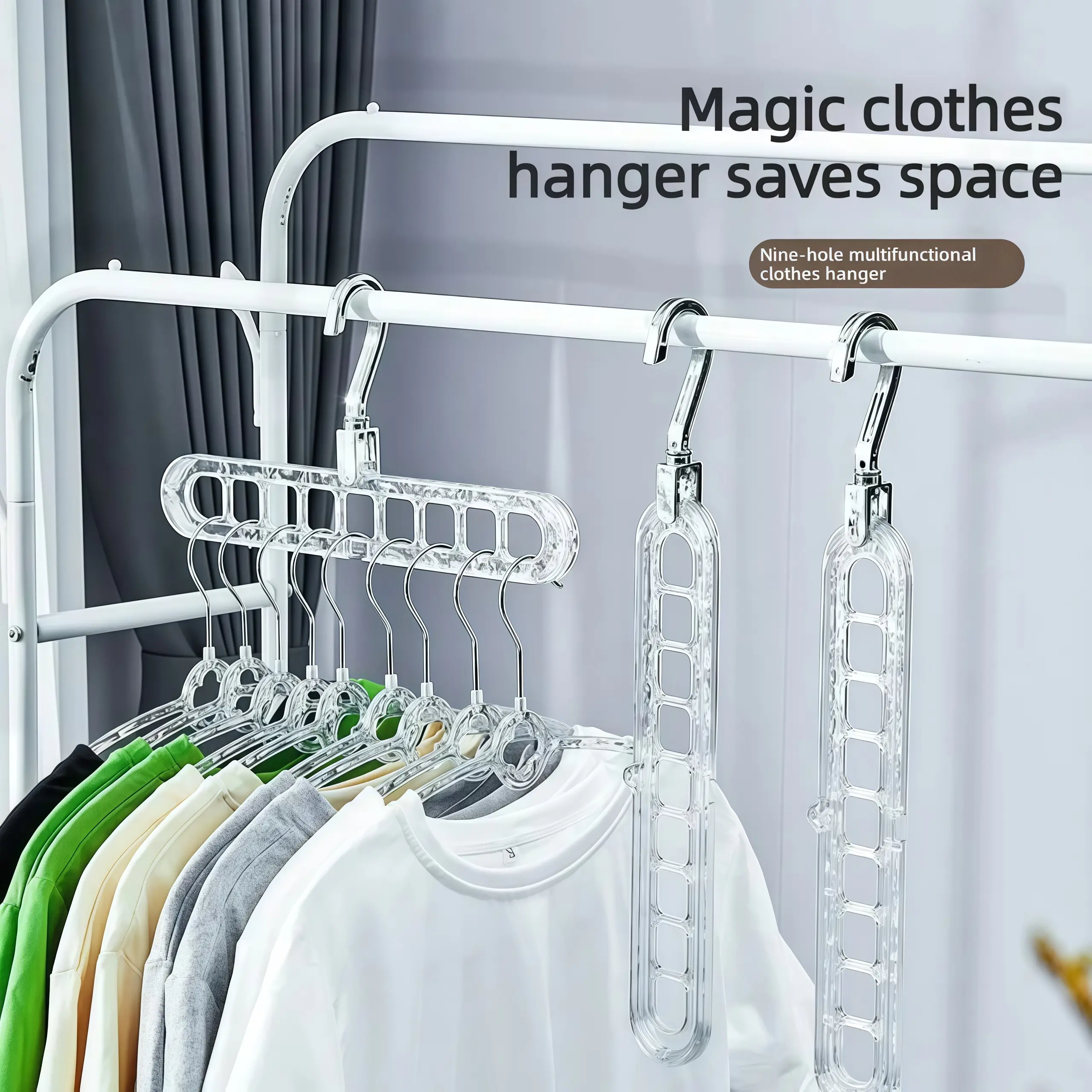 3pcs 9-Hole Foldable Rotatable Multifunctional Clothes Hangers - Non Slip Hangers & Pegs, Hang Organizer for Home Storage Organization
