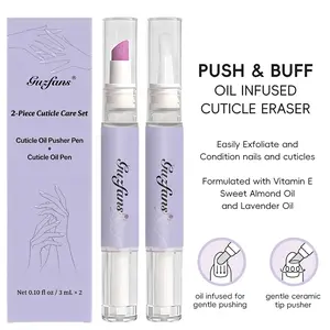 2-Pack Cuticle Oil Pen Set, Ceramic Cuticle Pusher Pen + Cuticle Oil Brush Pen, Lavender Scented, Hydrating Nail Care & Repair for Manicure, Salon & Home