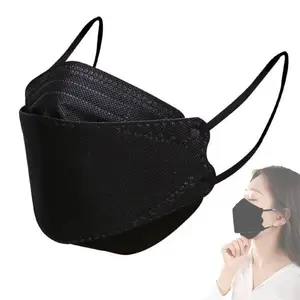 50 Pack Black KF94 Face Masks, 4-Ply Breathable 3D Disposable Face Shields, High-Efficiency Filter Protective Masks for Adults Daily Indoor Outdoor Use