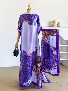 Elegant Simulation Silk Animal Print Lady Shawl Set, Long Dress Cape Pullover + Scarf, Beach Sun Protection Summer, Casual Fitted Style, Beachwear