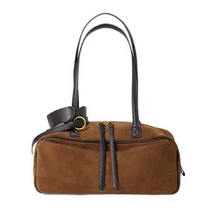 Niche-Style Frosted Cowhide Bowling Bag - 2026 Viral Suede Boston Bag For Women ,Adjustable Strap Underarm one-shoulder fashion London Mini Kew Leather Shoulder Bag