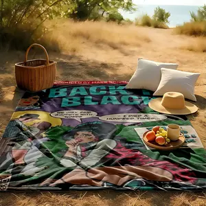 1 piece Amy Winehouse "Back to Black" album cover themed flannel blanket - Flannel weaving craft blanket, modern style, suitable for sofas and beds, all-season use, super soft and warm, digital print design, 100% polyester material, machine