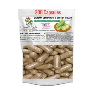 Organic Ceylon Cinnamon & Bitter Melon Blend - 200 Veg. Caps (500mg)