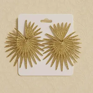 Solar Flare Earrings - Gold Color Starburst Design Fashion Accessory